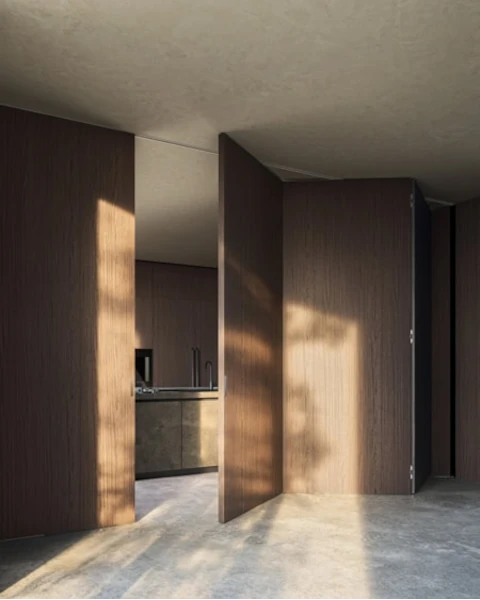 Dimensione Infissi: Ambiente moderno con porta vetrata MIES